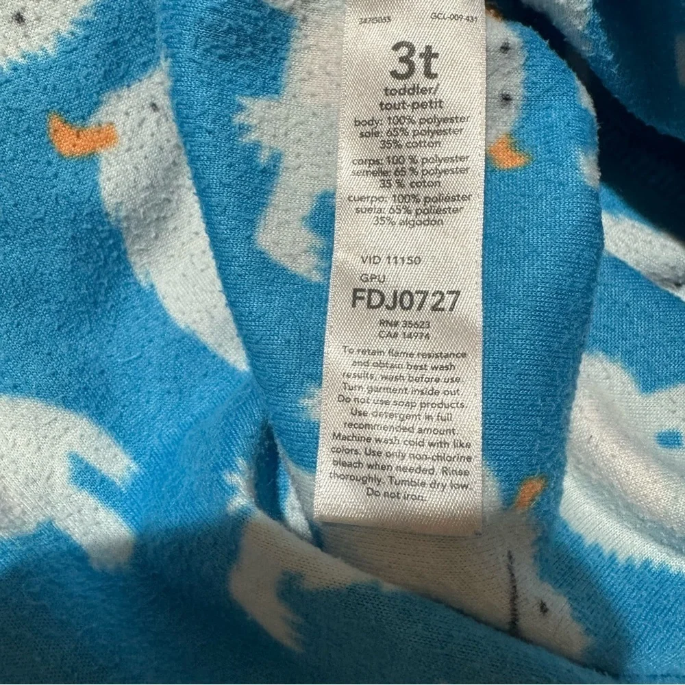 Carter’s Blue White Fleece Pajama Footed Snow Monsters Toddler Boy 3T